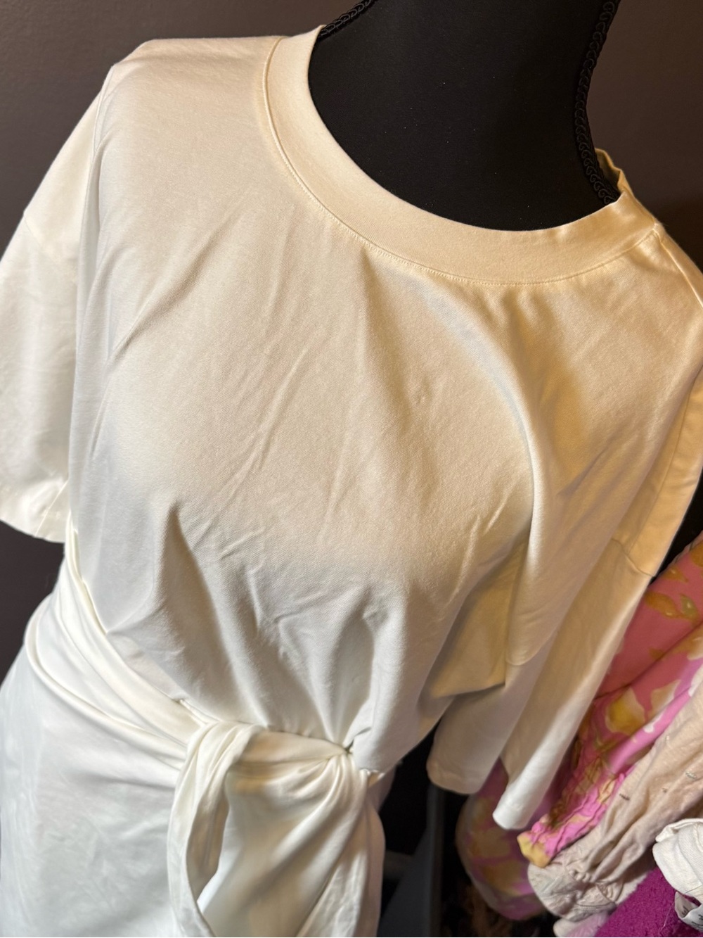 NWT Modern Citizen Cream Tie-Waist Midi Dress - Picture 2 of 5